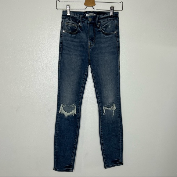 Good American Good Legs Crop Sz 00/35 distressed - Picture 1 of 9